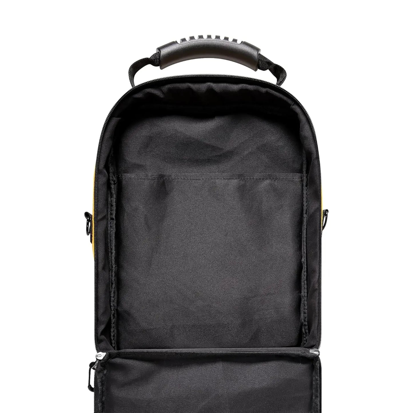 Black backpack on a white background