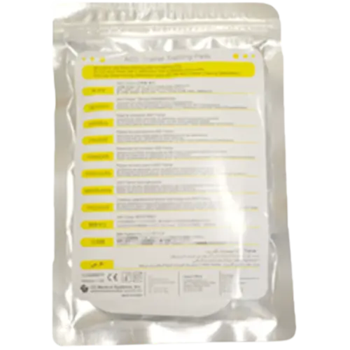 Medical packaging with yellow text on a white background