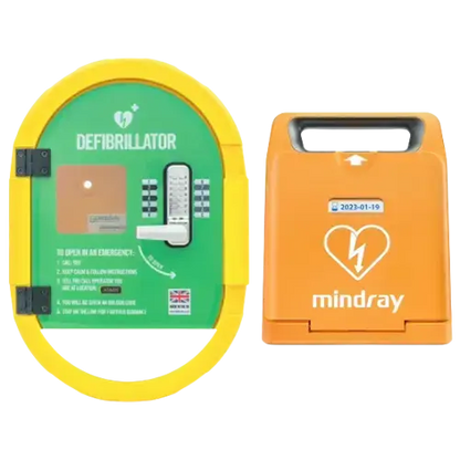 Mindray C1A fully automatic defibrillator in outdoor cabinet, public access AED weatherproof emergency package