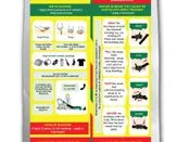 Health and safety poster with icons and text on a yellow background