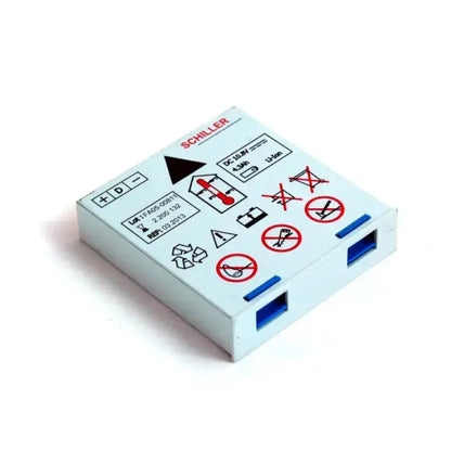 Small electronic device with warning symbols on a white background