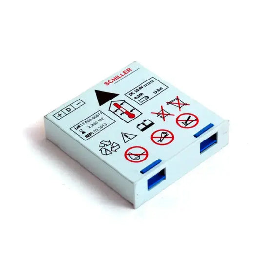 Small electronic device with warning symbols on a white background