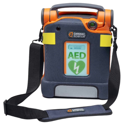 Navy Carry case, with cardiac science branding 