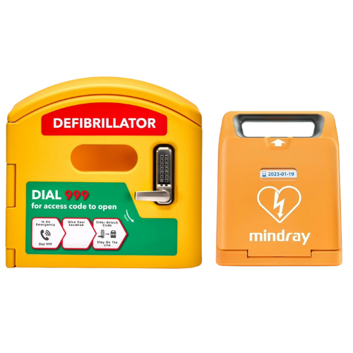 C1A Mindray Semi Auto AED and DefibCaddy Outdoor Locked Package