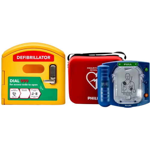 Philips HeartStart HS1 Defibrillator & DefibCaddy Outdoor Locked Package