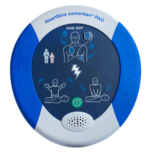 HeartSine Samaritan PAD 360P defibrillator on a white background