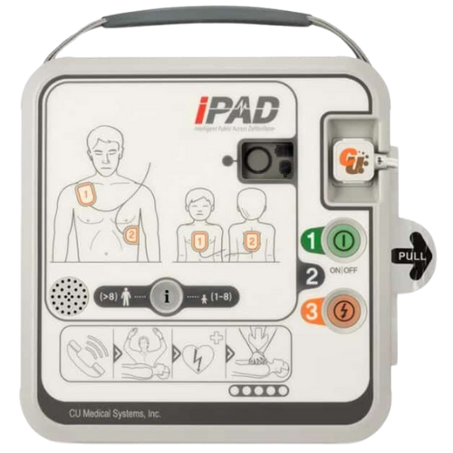 iPAD defibrillator on a white background