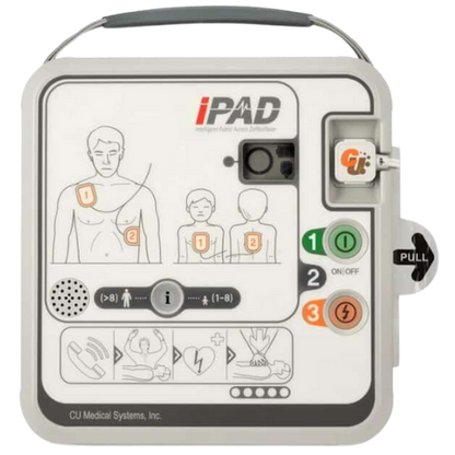 iPAD defibrillator on a white background