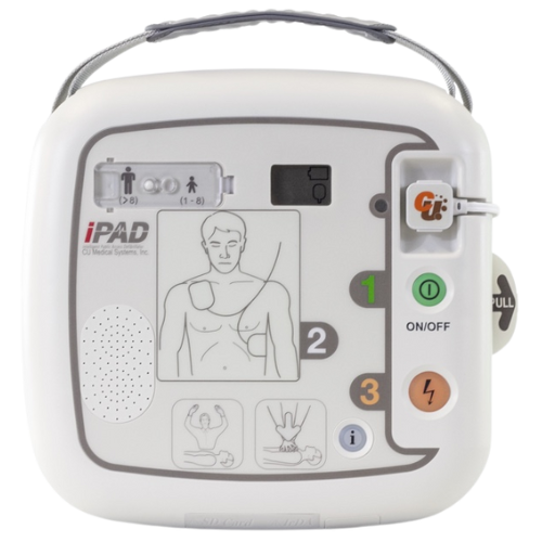 iPAD defibrillator on a white background