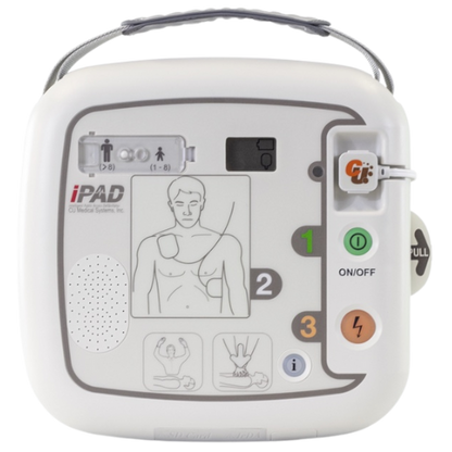 iPAD defibrillator on a white background