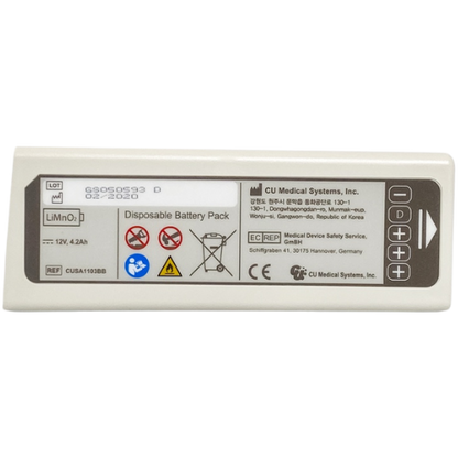 Disposable battery pack with label on a white background