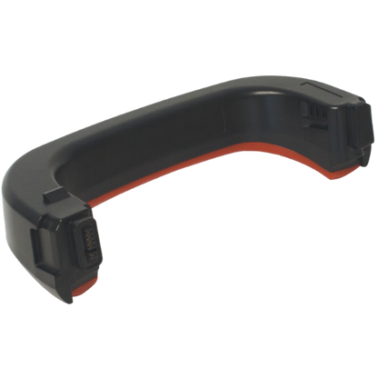 Black and red defibrillator battery handle