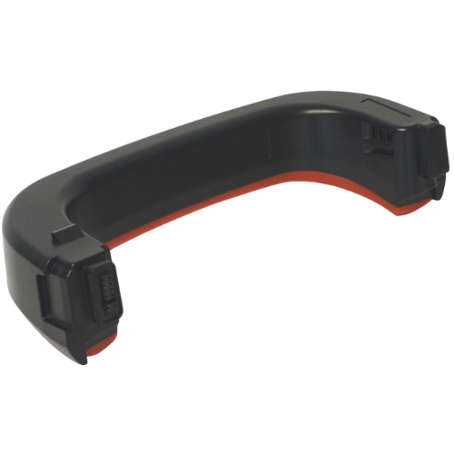 Black and red defibrillator battery handle