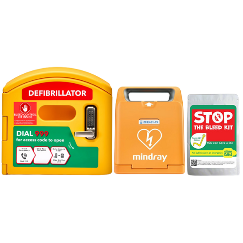 C1A v2 Fully Mindray AED, Defibrillator Cabinet and Bleed Kit Package