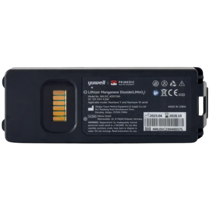 Black battery pack with label on a white background