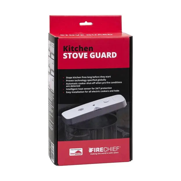 Package of Firechief Kitchen Stove Guard on a white background