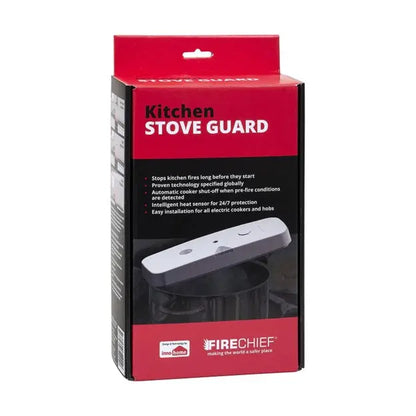 Package of Firechief Kitchen Stove Guard on a white background