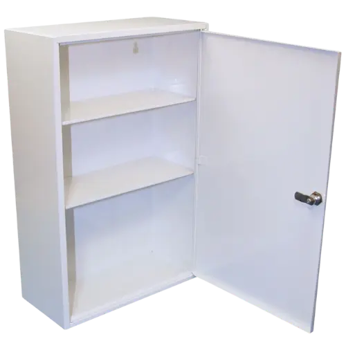 White Lockable First Aid Cabinet - Defibspace